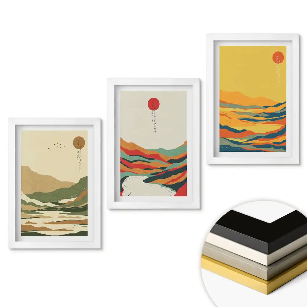 Triptych Harmonie barev v horské krajině v rámu