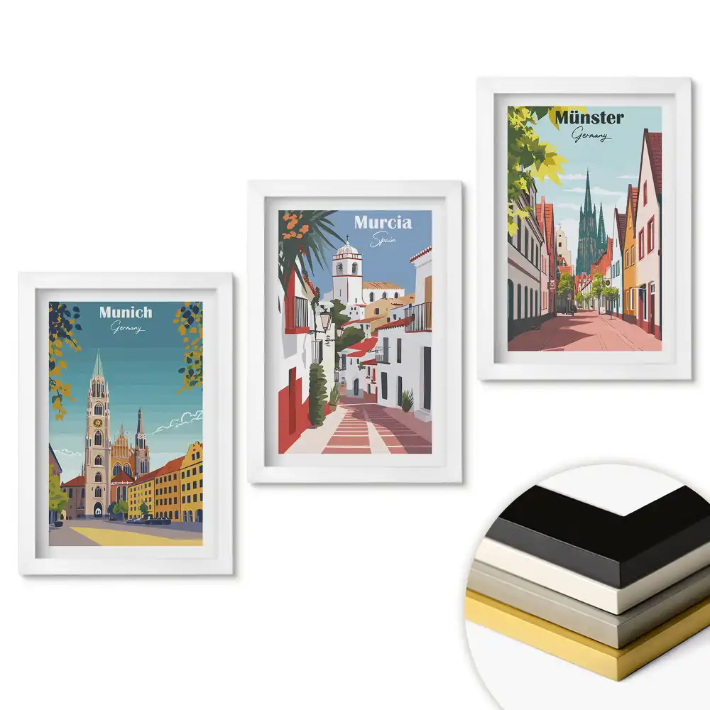 Triptych v rámu Evropská města v barevné grafice