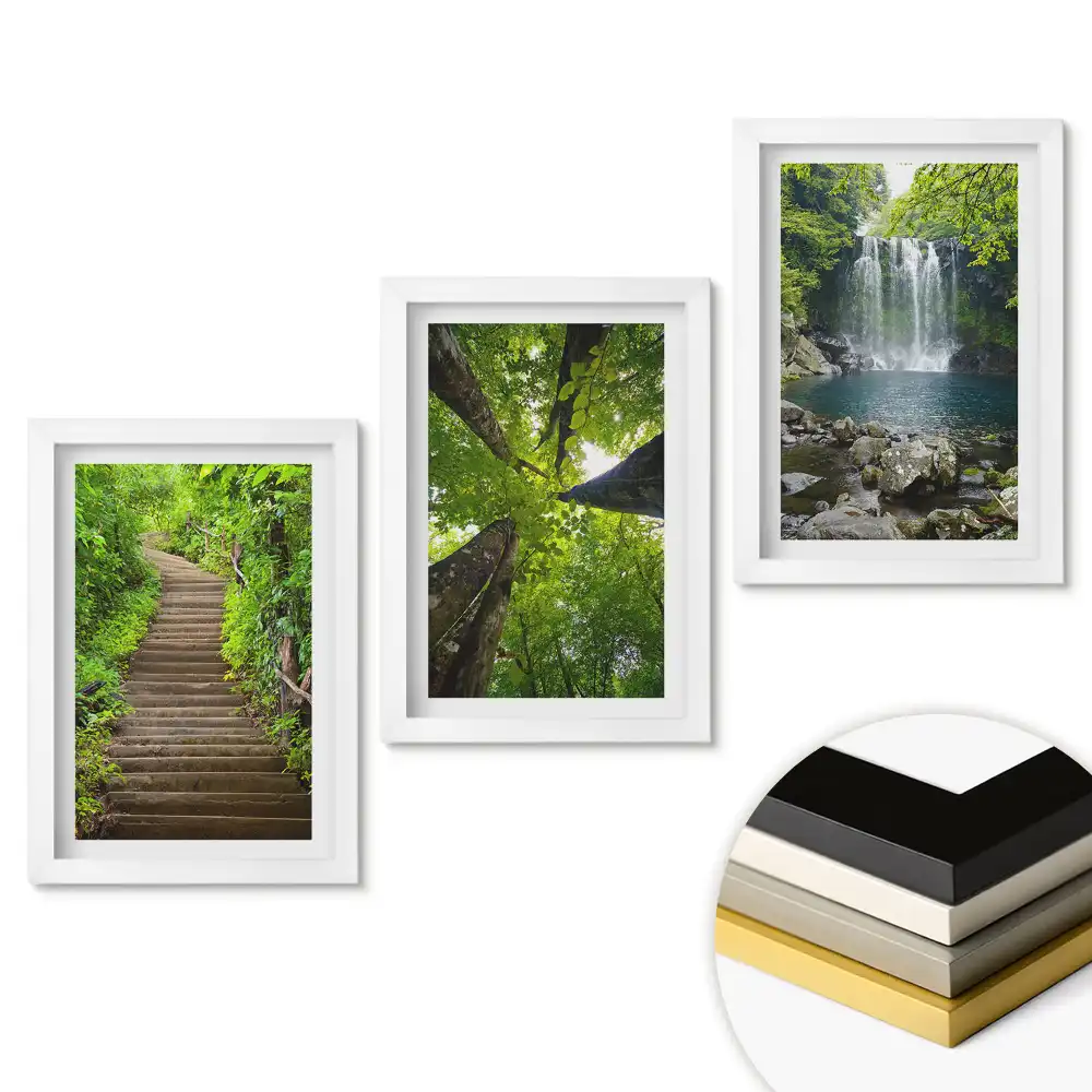 Triptych Zelená oáza přírody a klidu v rámu