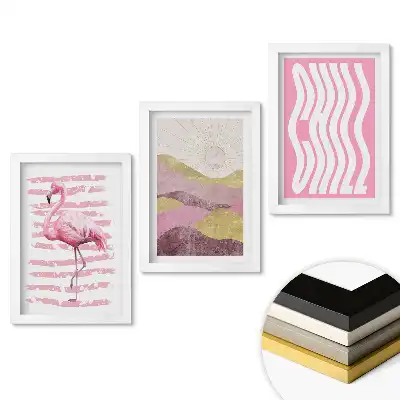 Triptych v rámu Růžové akcenty v moderním stylu