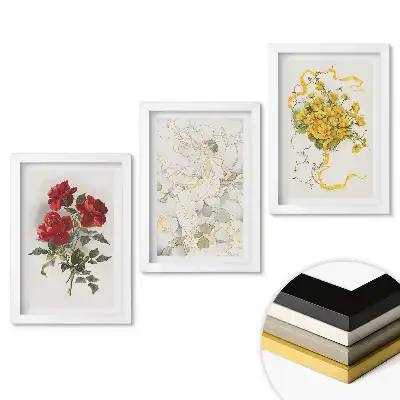 Triptych Květiny a elegance v umění v rámu