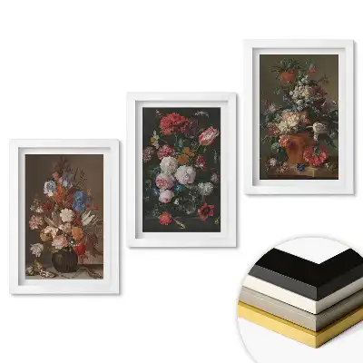 Triptych v rámu Květinové kompozice v uměleckém stylu
