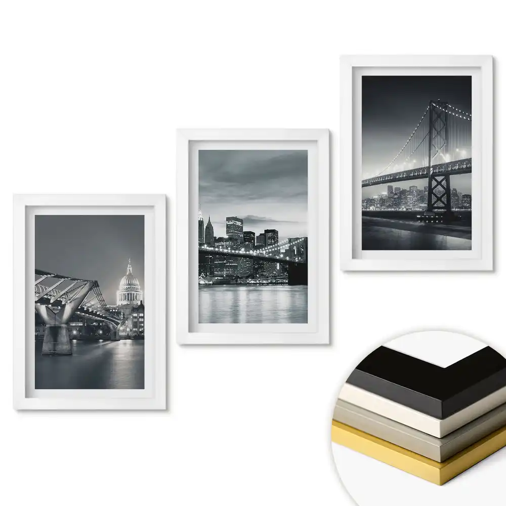 Triptych v rámu Mosty černobílý