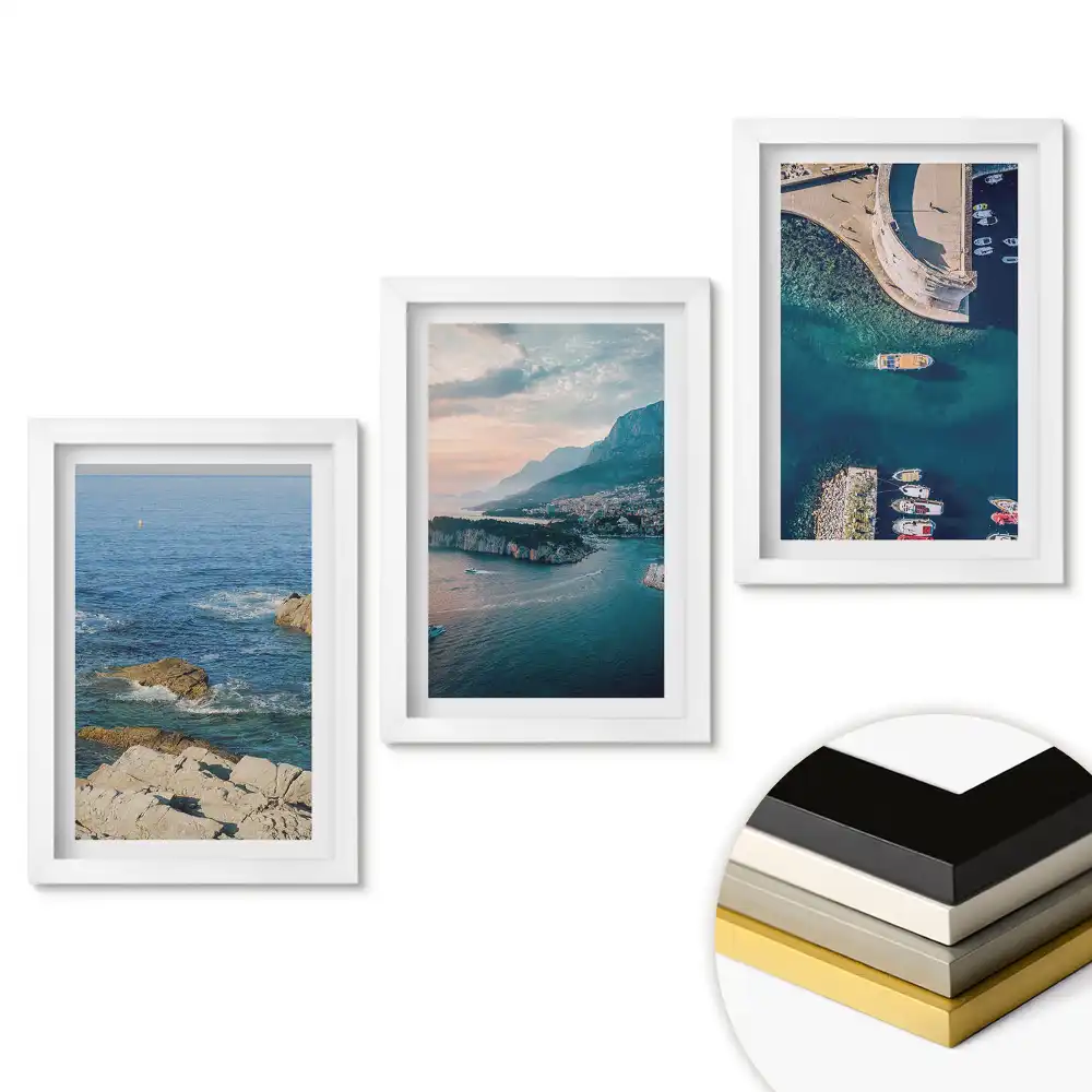 Triptych v rámu Malebné výhledy na moře