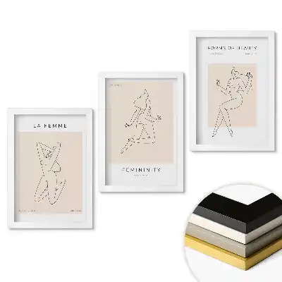 Triptych v rámu Ženská krása v minimalistickém stylu