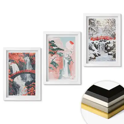 Triptych v rámu Vodopády a mosty v malebné krajině
