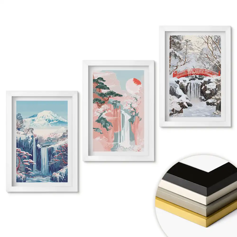 Triptych Zimní vodopády v rámu