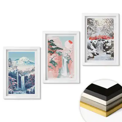 Triptych v rámu Zimní vodopády