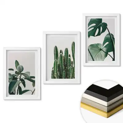 Triptych v rámu Zelená harmonie v minimalistickém stylu