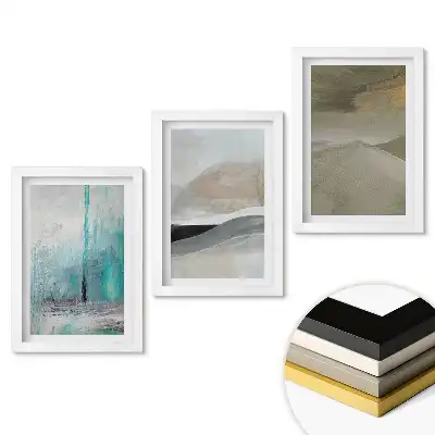 Triptych v rámu Abstraktní krajiny v tlumených barvách