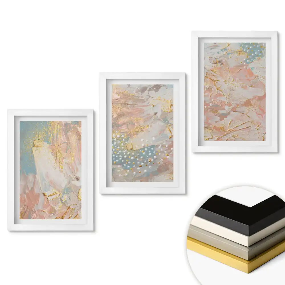 Triptych Abstraktní kompozice v jemných barvách
