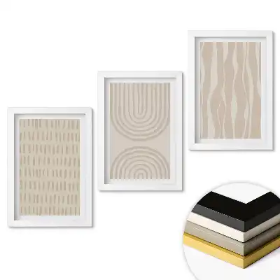 Minimalistické triptychy v rámu v tlumených barvách