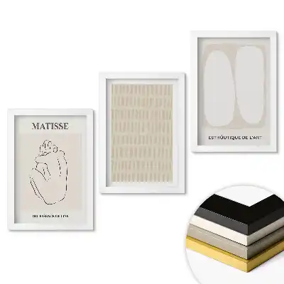 Minimalistický triptych v rámu inspirovaný uměním