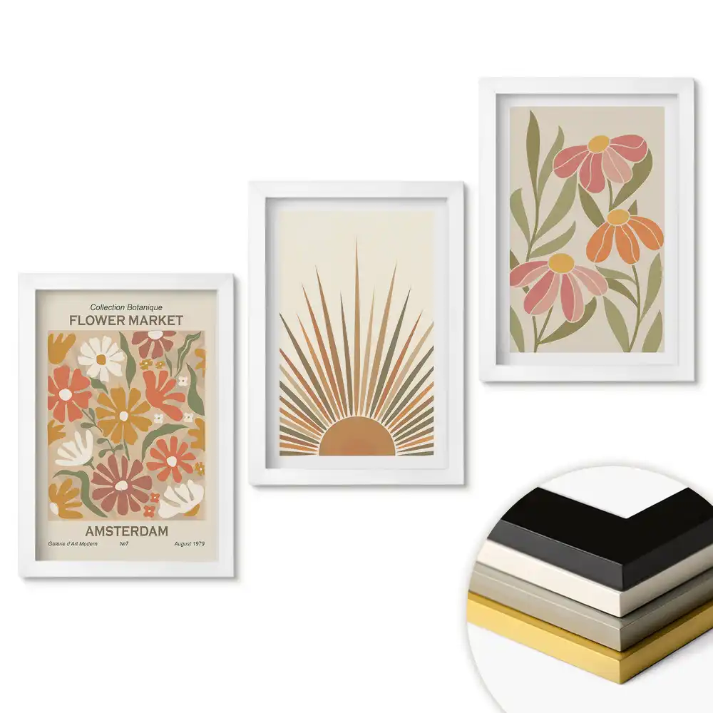 Triptych Květinové inspirace v moderním rámu