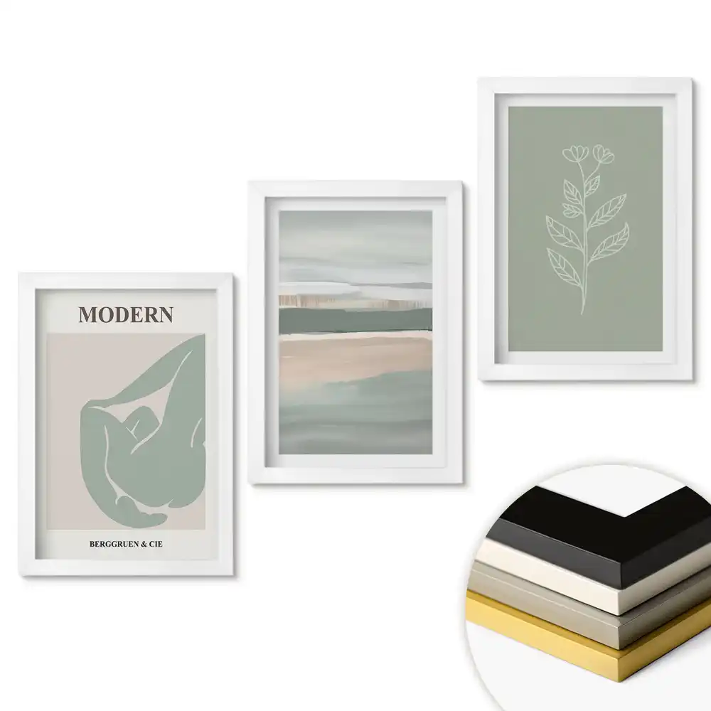 Set obrazů do obývacího pokoje Moderní grafika v jemných barvách