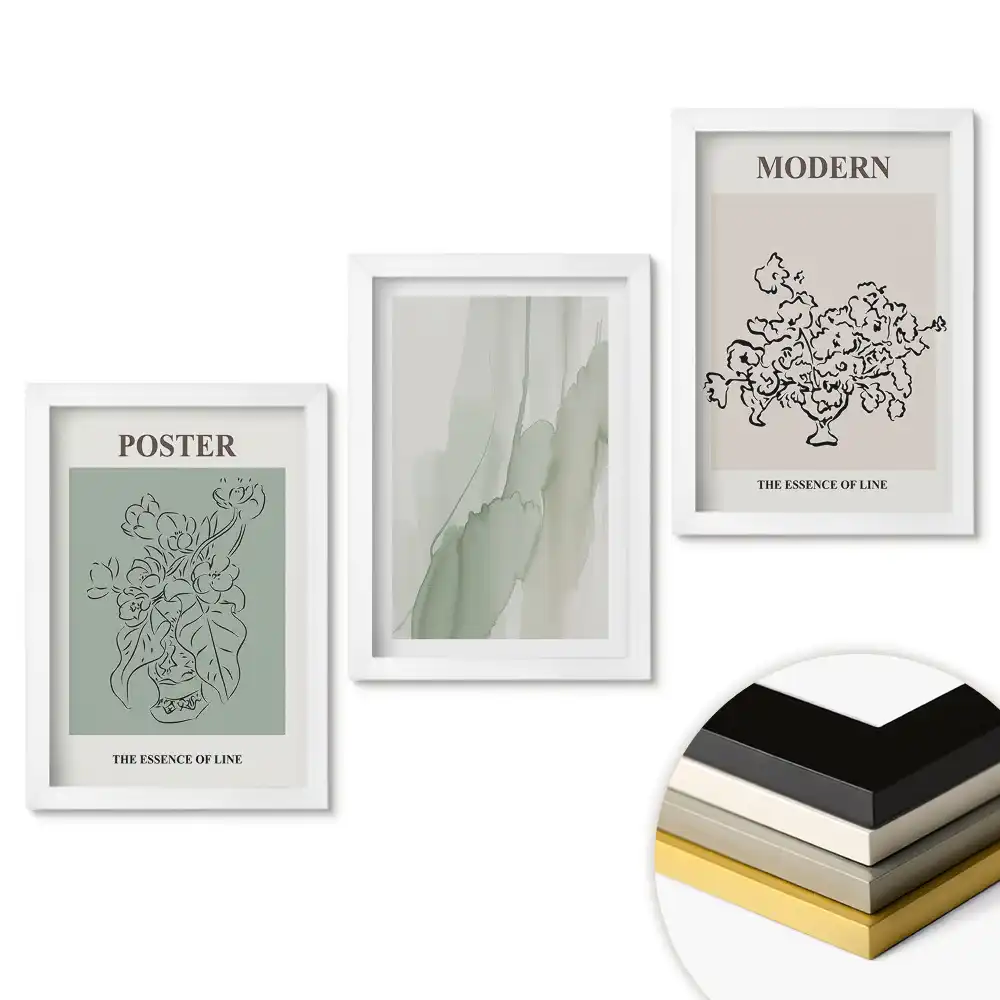 Minimalistický triptych v rámu pro moderní interiéry