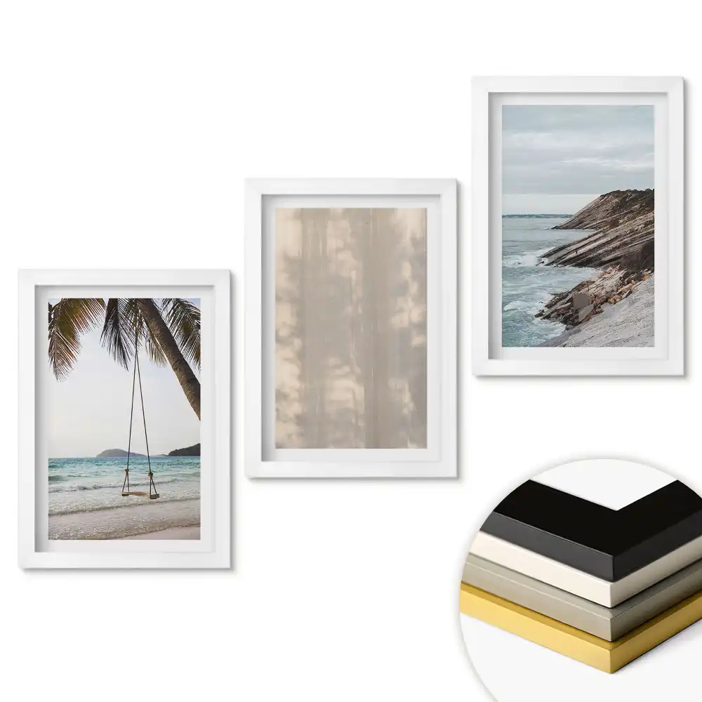 Triptych Sny o dovolené u moře v rámu