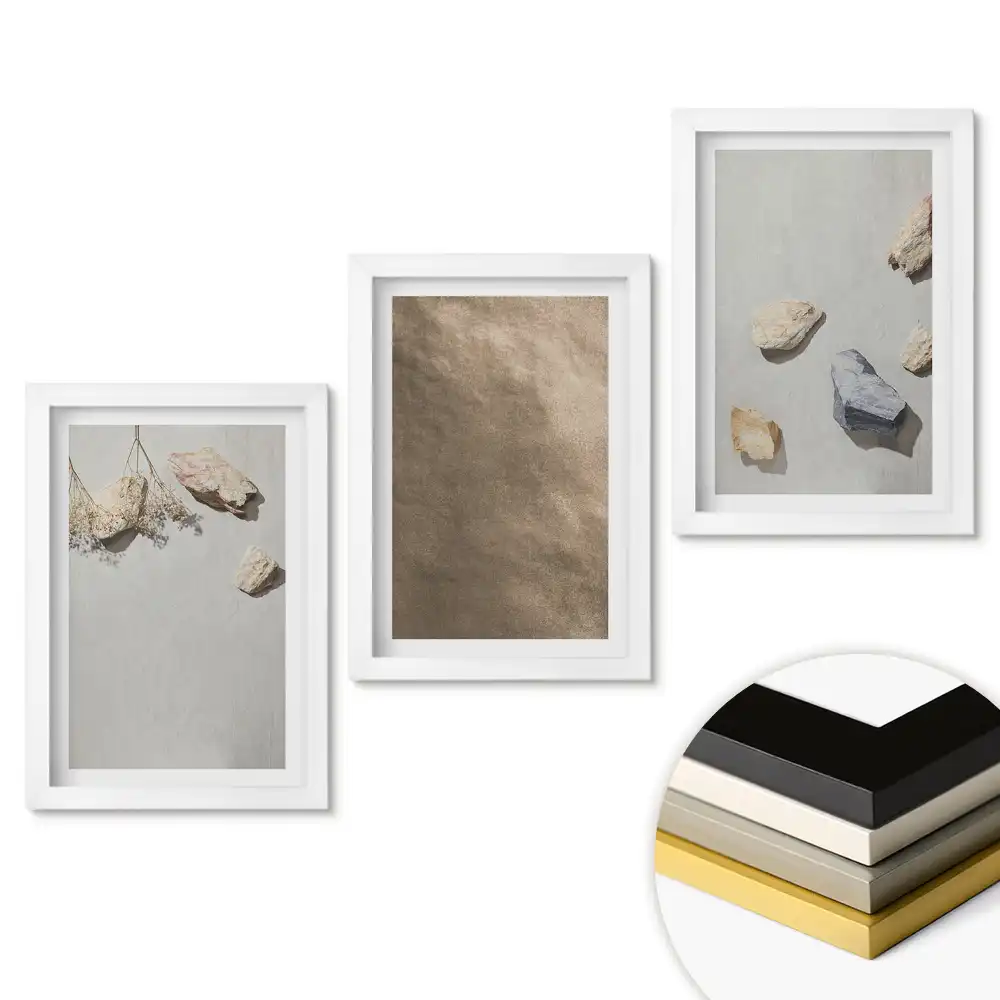 Sada obrazů do obývacího pokoje Přírodní textury v minimalistickém stylu