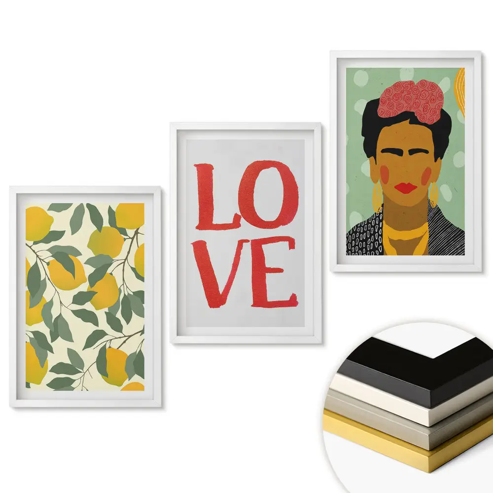 Triptych v rámu Barevné inspirace s láskou v pozadí