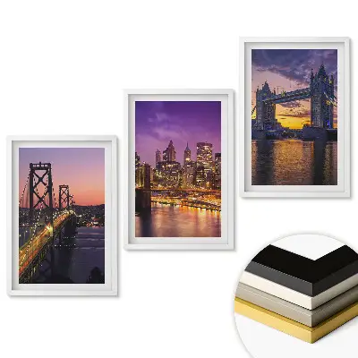 Triptych v rámu Mosty a města při západu slunce