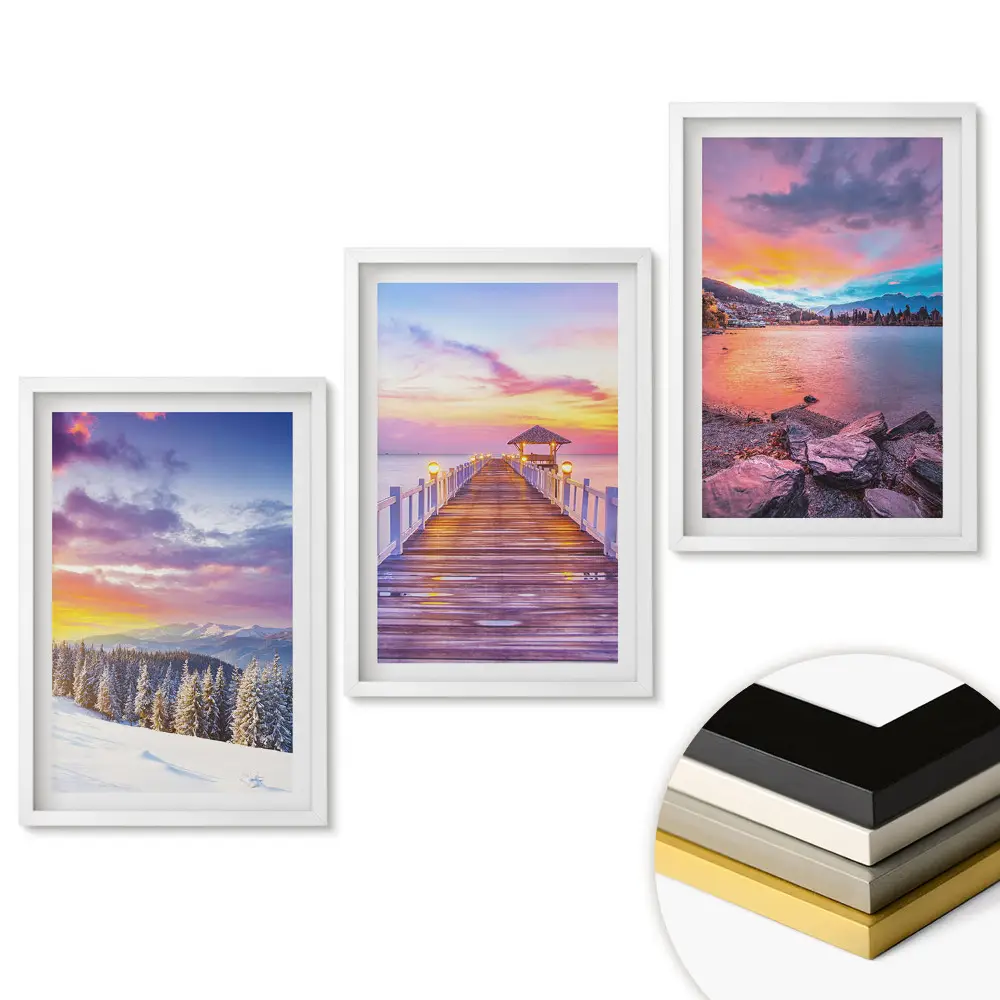 Triptych v rámu Zimní krajiny a západy slunce