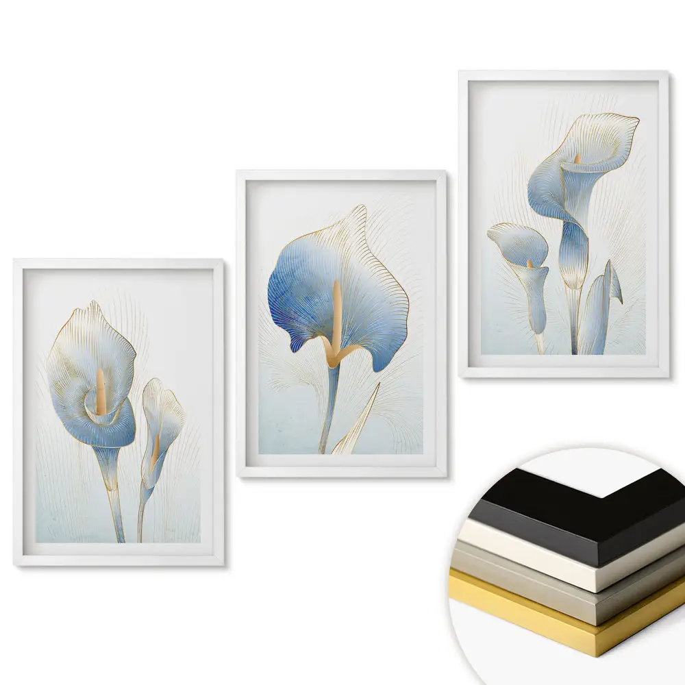 Triptych Květinové kompozice v jemných odstínech v rámu