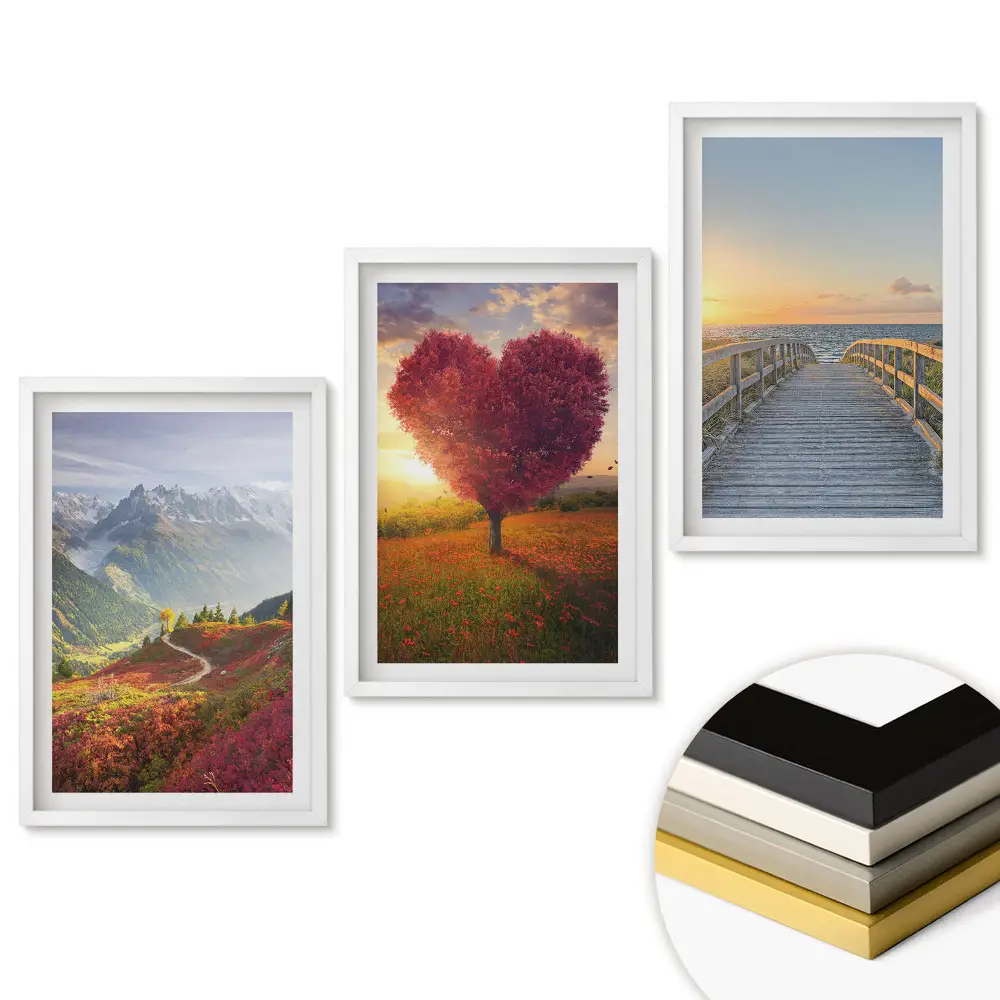 Triptych přírodních krajin v rámu