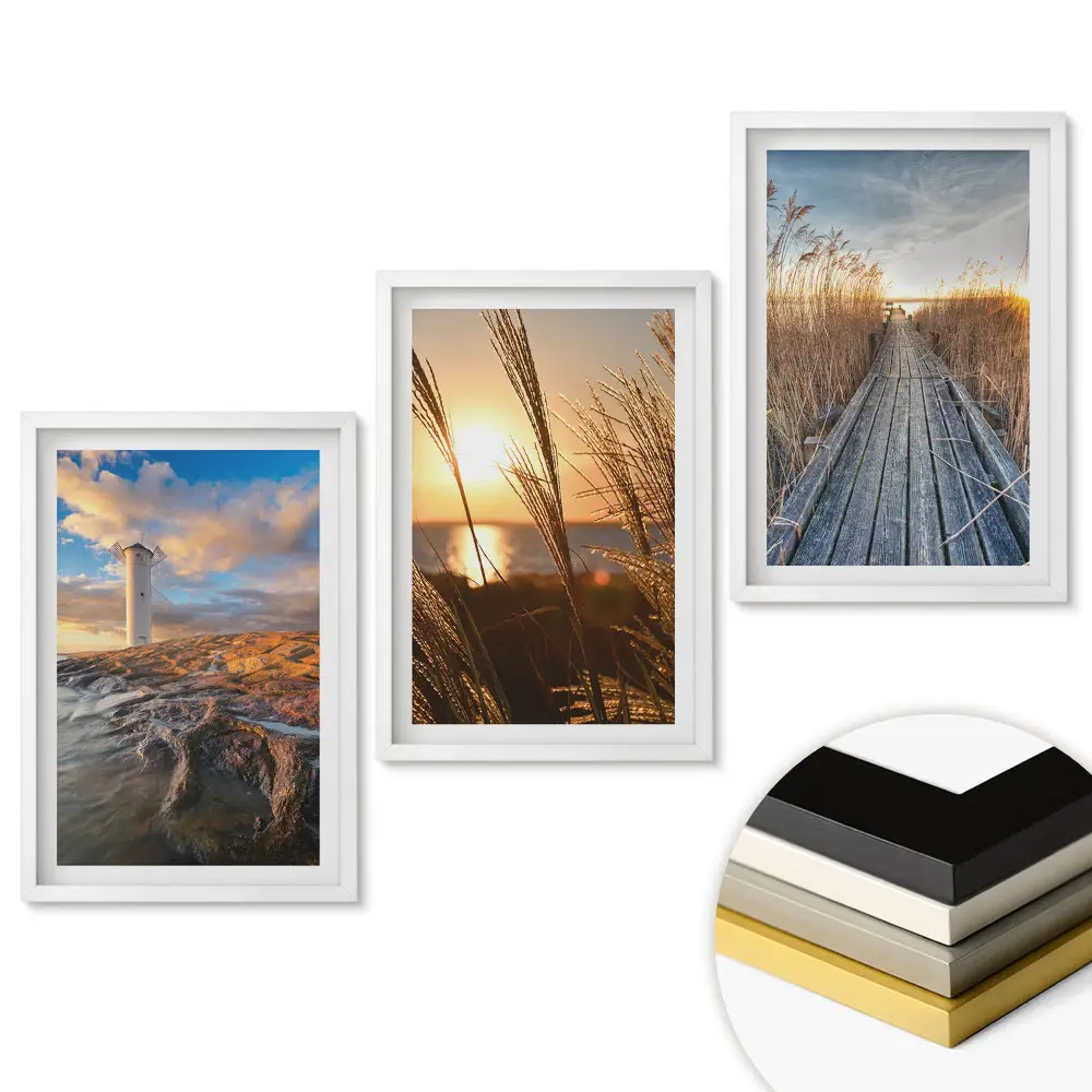 Triptych v rámu Malebné krajiny při západu slunce
