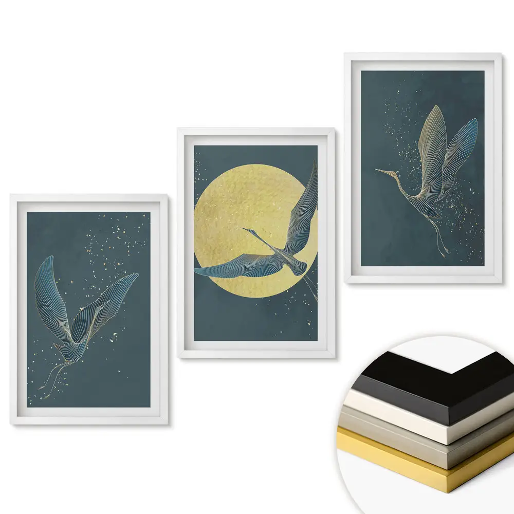 Triptych v rámu Okřídlení ptáci v měsíčním světle