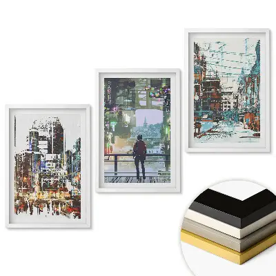 Triptych v rámu Moderní město v abstraktní podobě