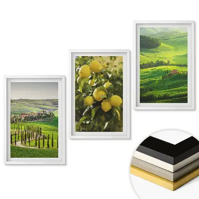 Set obrazů do obýváku Toskánská krajina a šťavnaté citrony