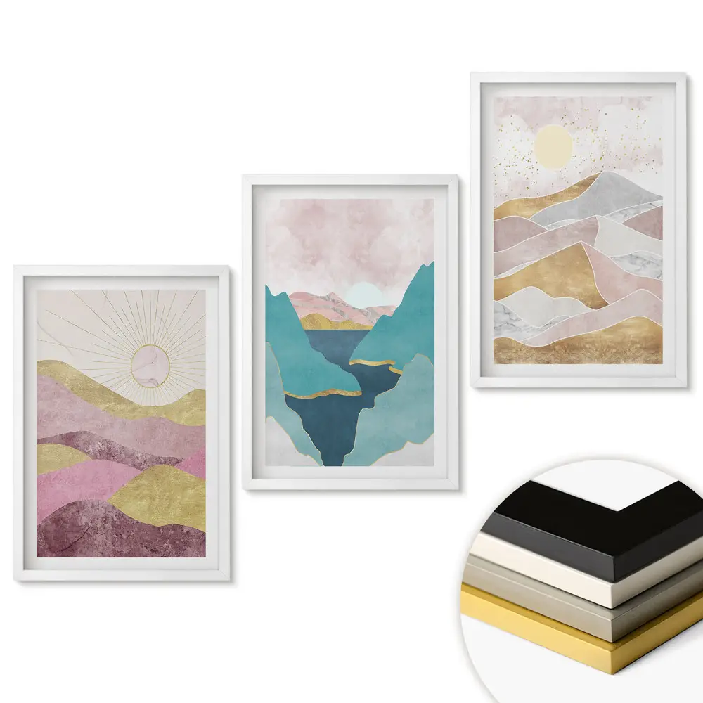 Triptych v rámu Abstraktní krajiny v pastelových barvách