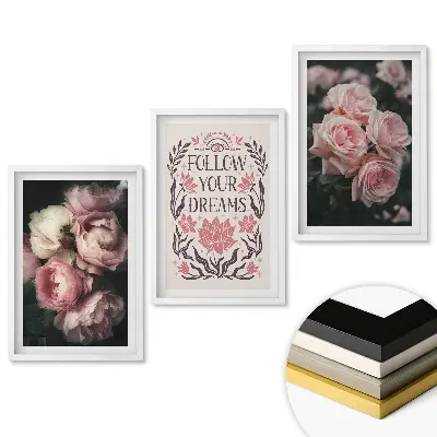 Set obrazů do obýváku Květiny a inspirace v harmonii