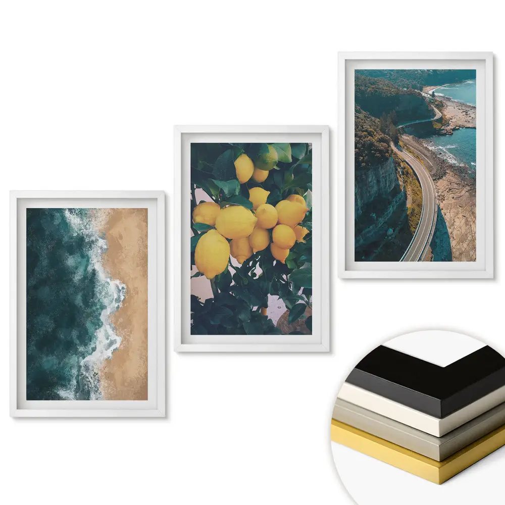 Triptych v rámu Krajina přírody a svěžest citronů
