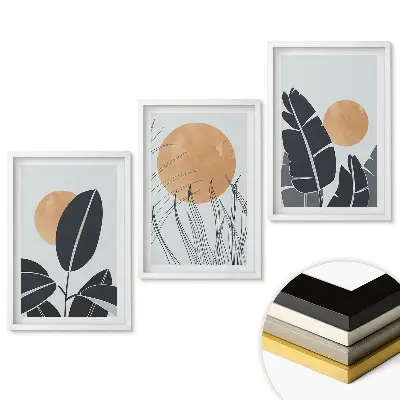Triptych v rámu Krajina s rostlinami a sluncem