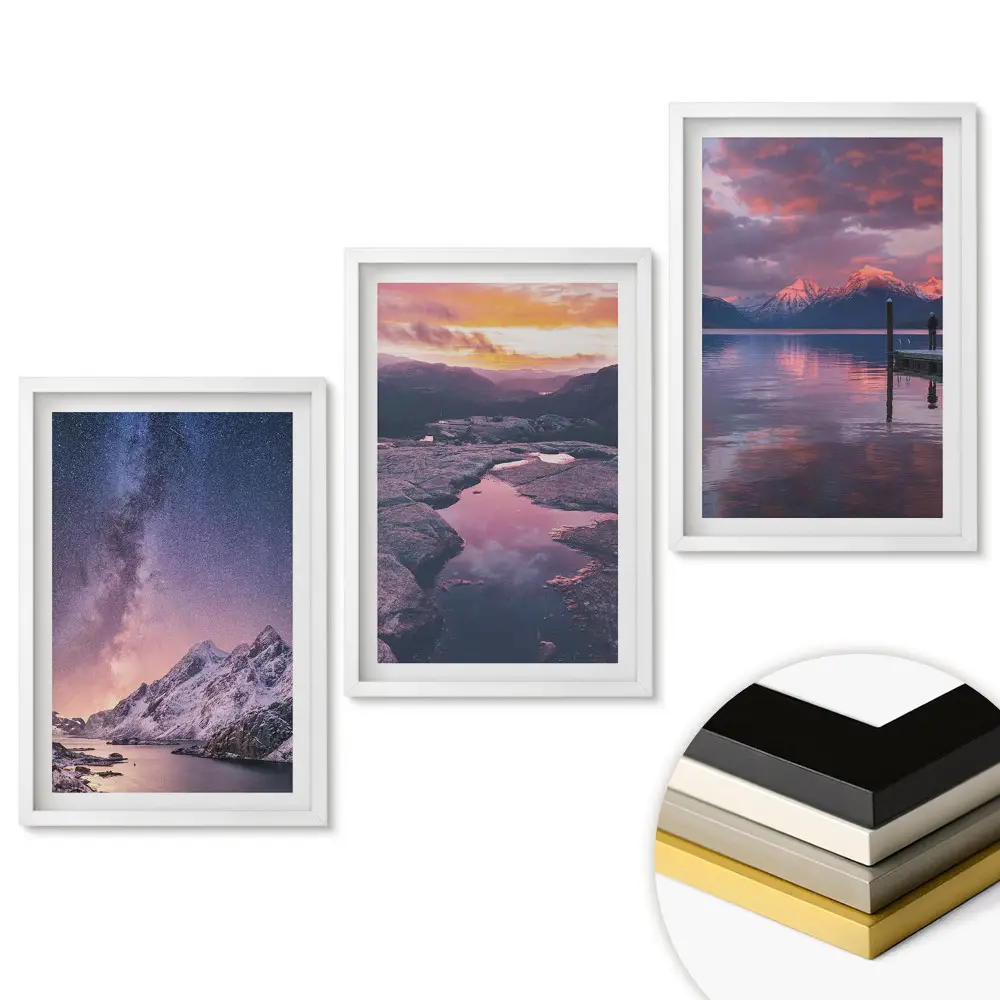 Set tří obrazů s přírodní krajinou do obývacího pokoje