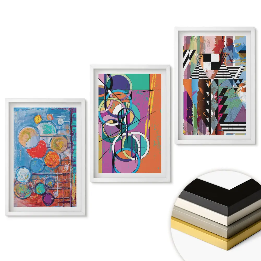 Triptych v rámu Barevné abstrakce v moderním stylu