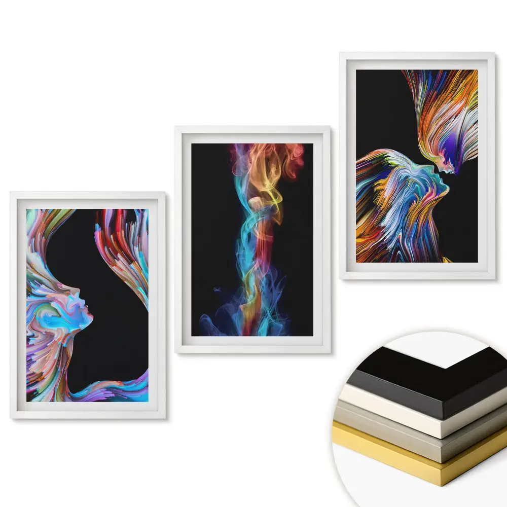 Triptych v rámu Barevné vlny emocí a pohybu