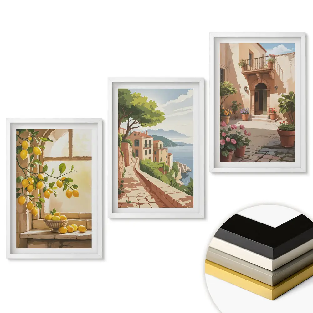 Triptych v rámu Slunečná krajina a citrusová inspirace