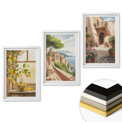 Triptych v rámu Slunečná krajina a citrusová inspirace