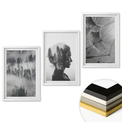 Set obrazů do obýváku Příroda a odrazy v minimalistickém stylu