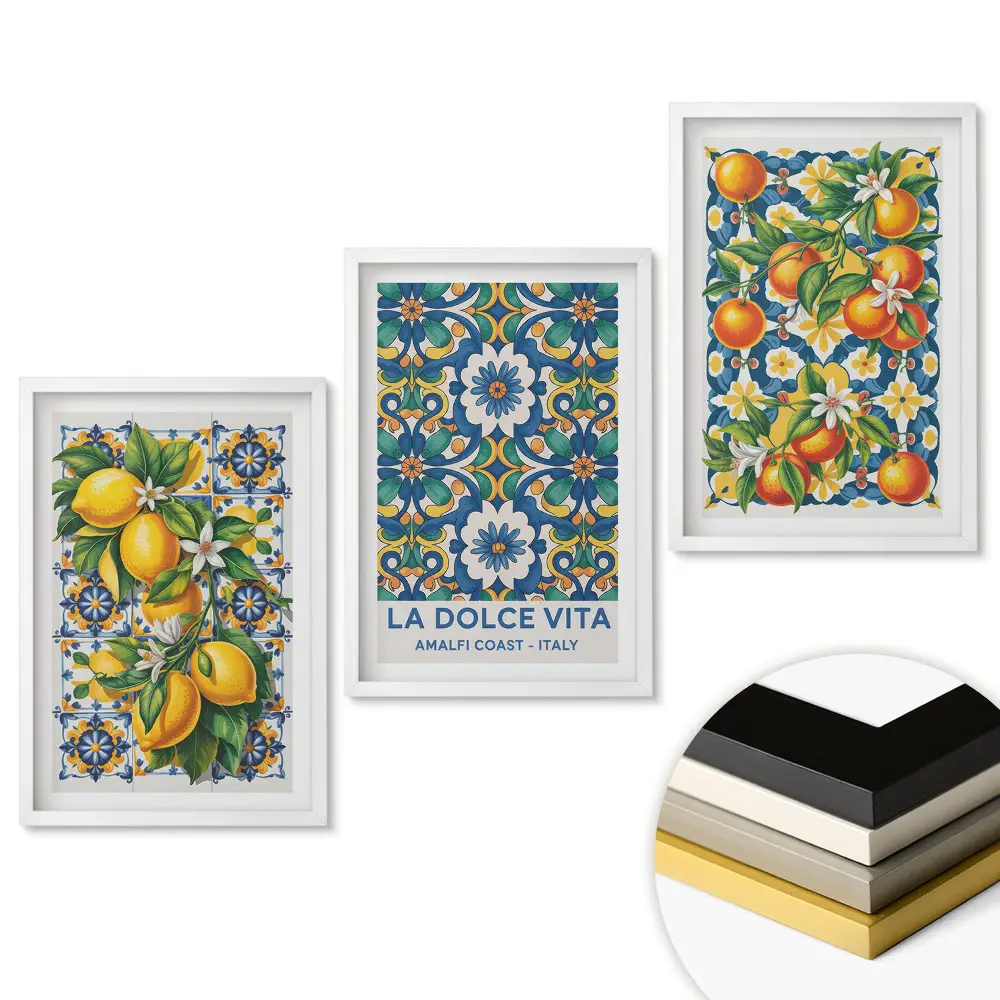 Sada obrazů do obývacího pokoje Italská inspirace z Amalfi a citery