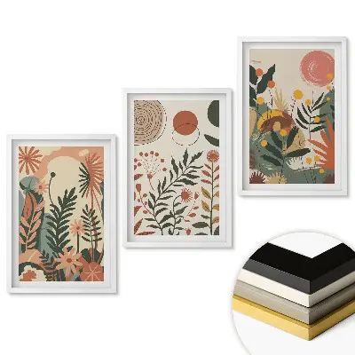 Triptych v rámu Květinové motivy v minimalistickém stylu