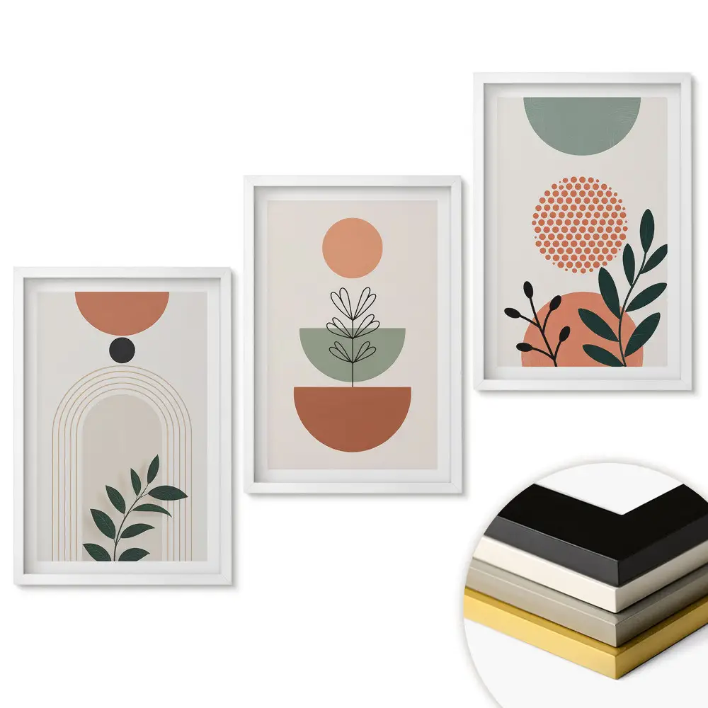 Triptych v rámu Abstraktní kompozice s vegetací