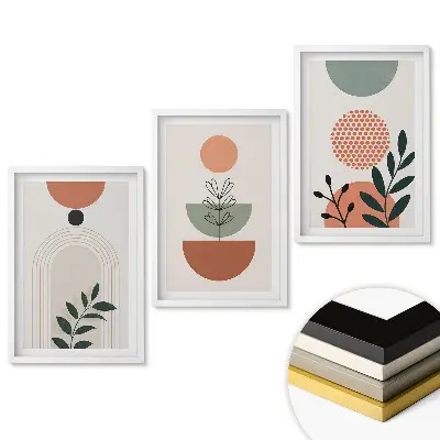 Triptych v rámu Abstraktní kompozice s vegetací