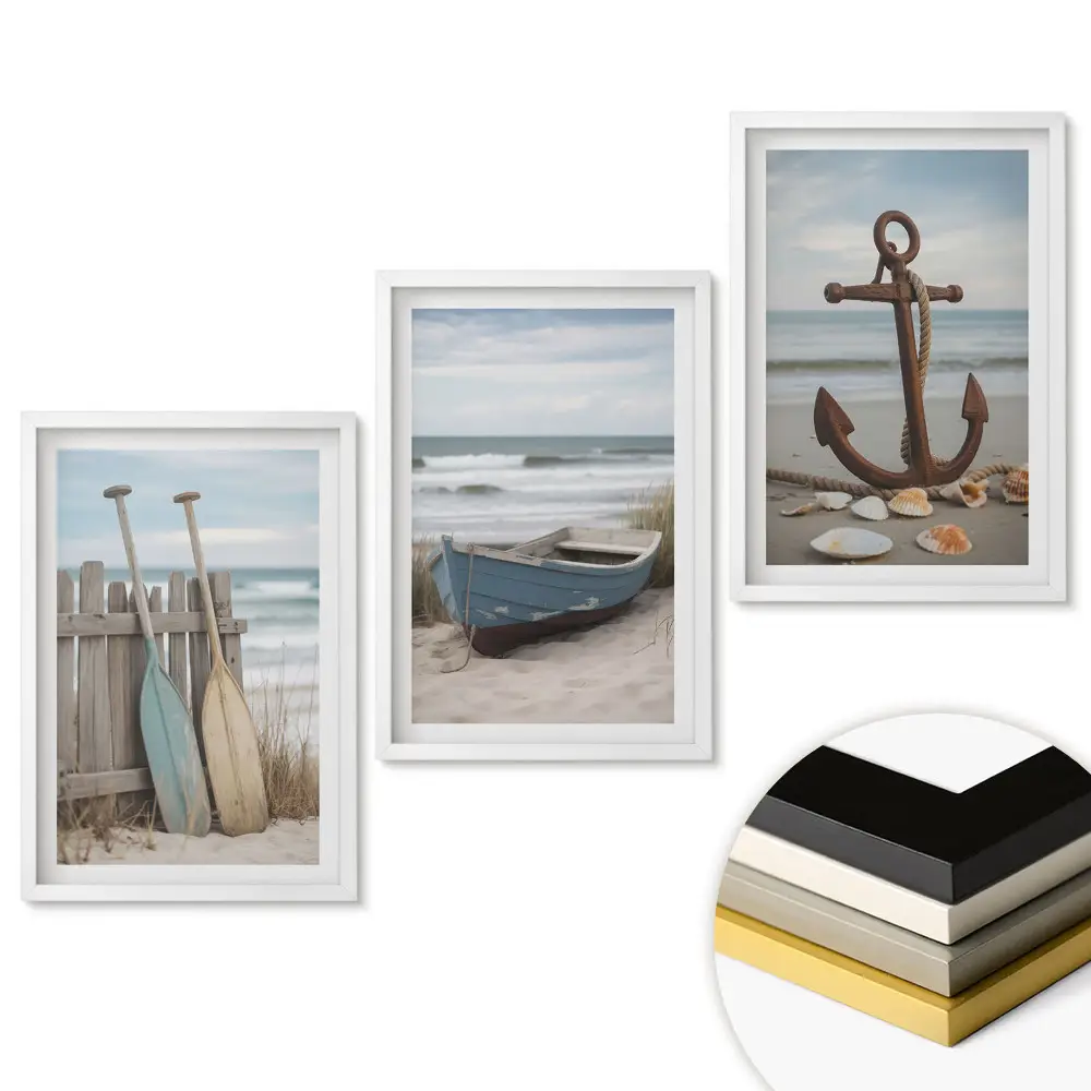 Triptych v rámu Inspirace u moře v klidných tónech