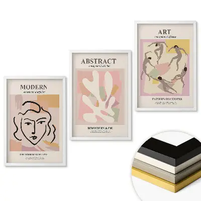 Set obrazů do obýváku Stylová grafika pro moderní interiéry