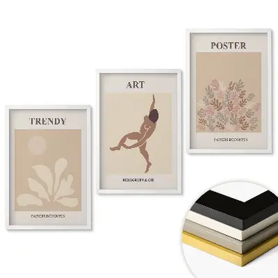 Set obrazů do obýváku Stylová grafika pro moderní interiéry