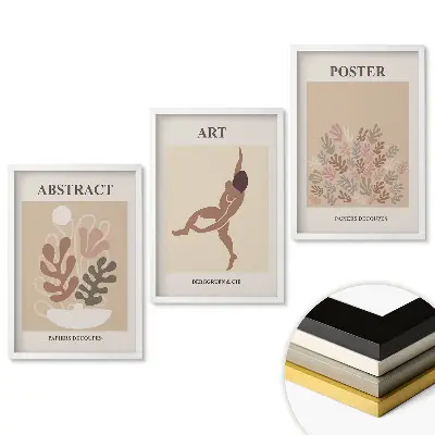 Triptych v rámu Moderní grafika v tlumených barvách