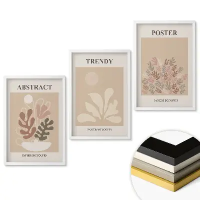 Triptych v rámu Moderní grafika v tlumených barvách